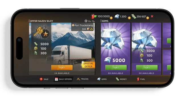 Live screen - daily offers and gems shop