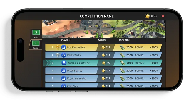 Live screen - competition leaderboard