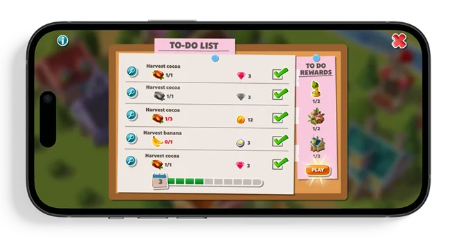 To-do list of daily quests with rewards